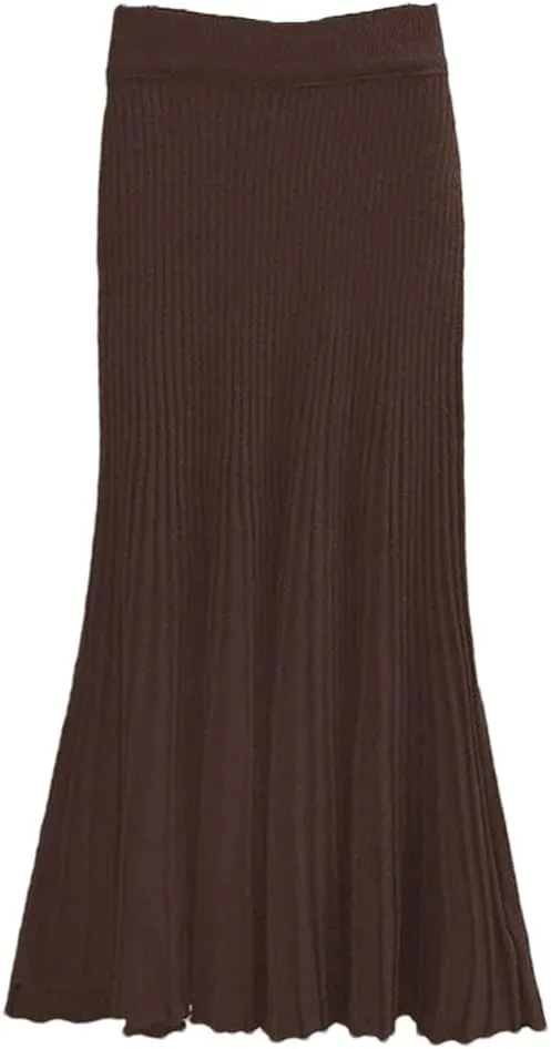Women's Knitted Mermaid Skirt Fall Winter High Waist Pencil
