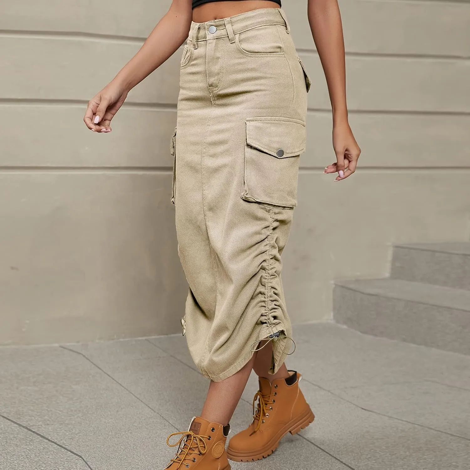 Womens Loose Fit Skorts Fashion Denim Skort Midi Ruched Cowgirl High Cut Tie Knot Smocked Basic Skorts 2025 Hot Skirt