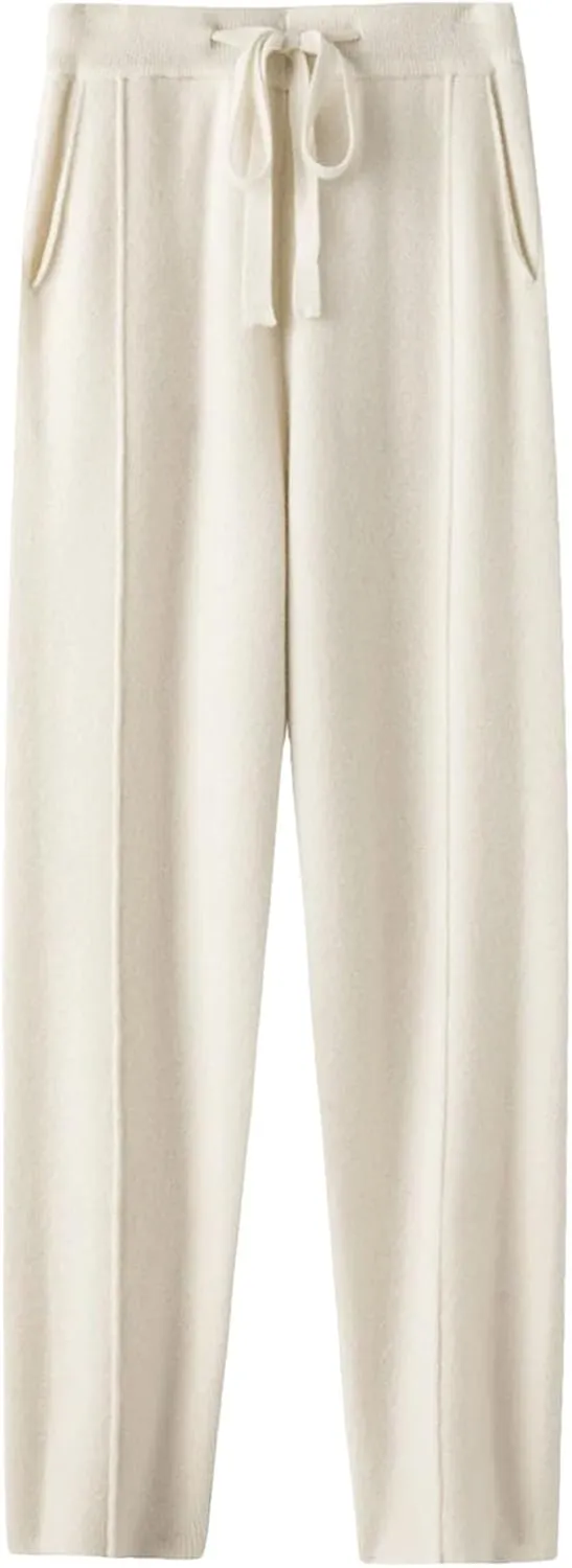 Women's Winter Knitted Harem Pants High Waist Drawstring Loose Warm Wear Trousers