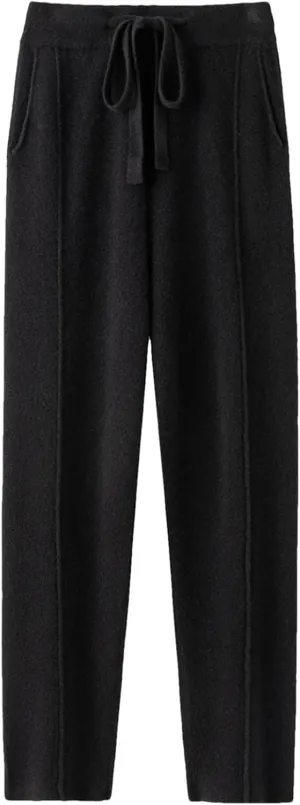 Women's Winter Knitted Harem Pants High Waist Drawstring Loose Warm Wear Trousers