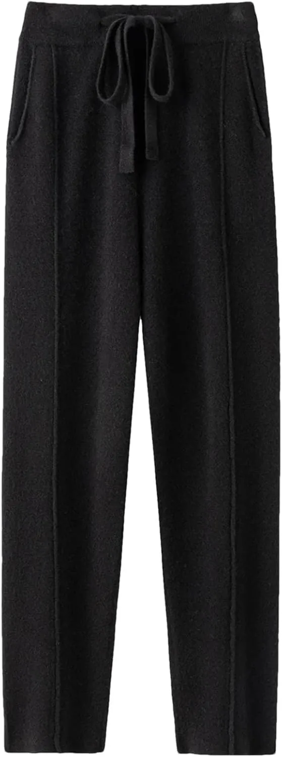 Women's Winter Knitted Harem Pants High Waist Drawstring Loose Warm Wear Trousers